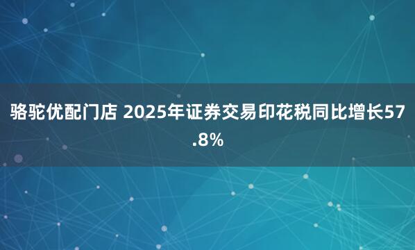 骆驼优配门店 2025年证券交易印花税同比增长57.8%